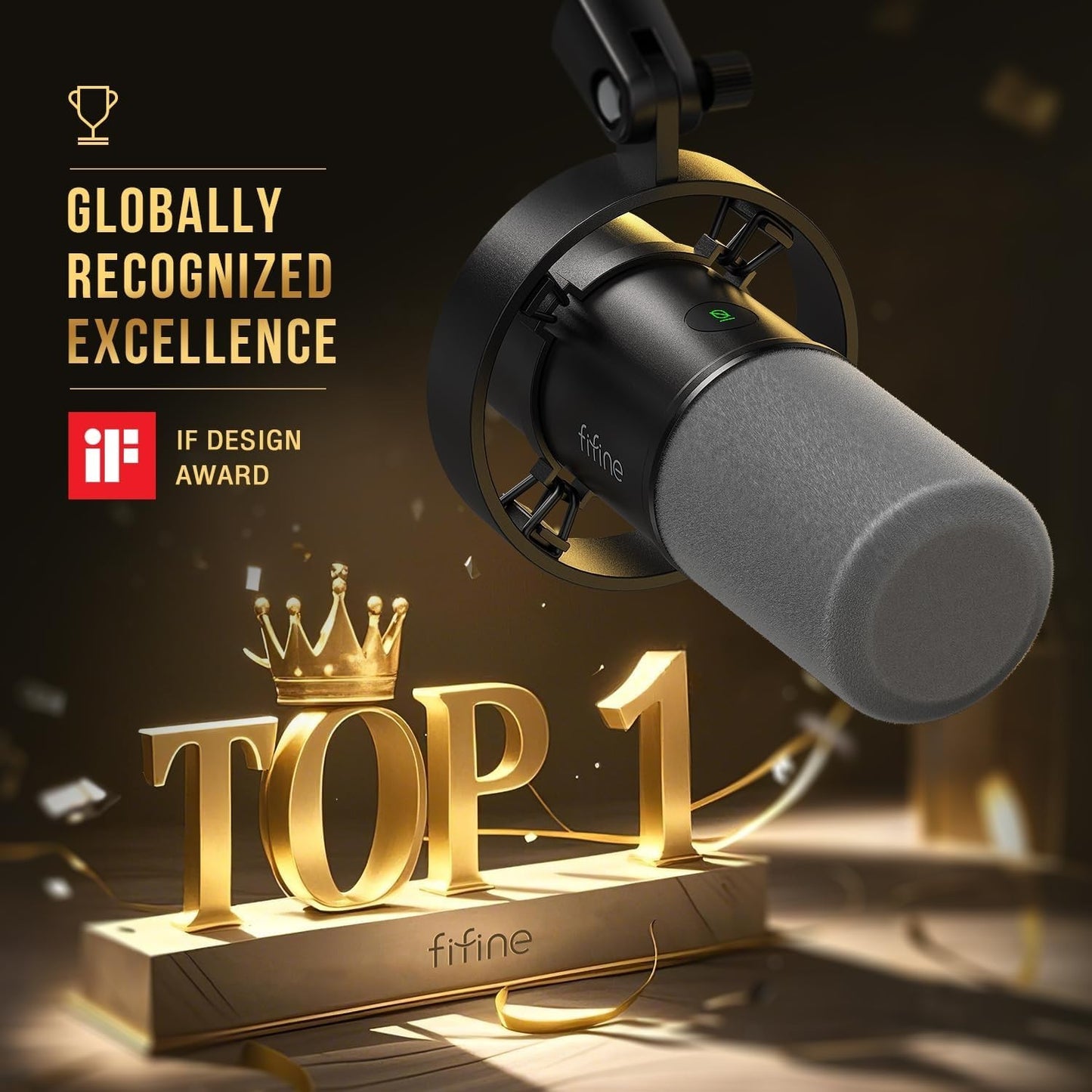 FIFINE K688 Podcast Microphone Kit, USB/XLR Dynamic Microphone with Boom Arm