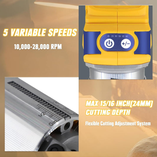 Cordless Compact Router, Mellif Brushless Palm Router Compatible with DeWalt 20V