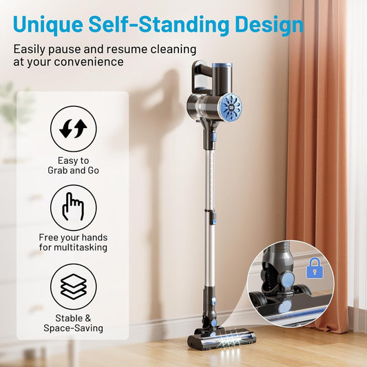 Cordless Vacuum Cleaner with Self-Standing, LED Screen Stick Vacuum Cleaners
