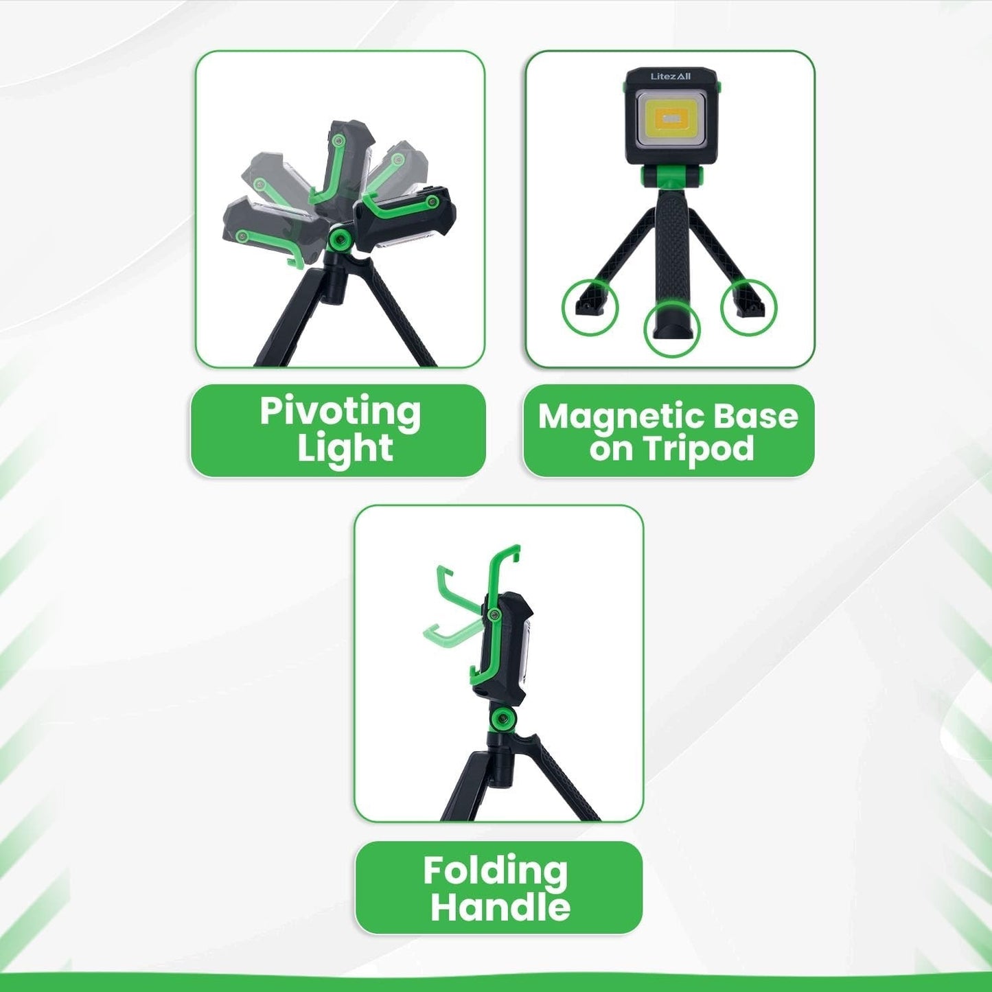 LitezAll 2000 Lumen Rechargeable Work Light with Stand – Tripod Light, Tower