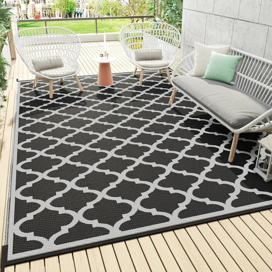 RVOLST Outdoor Rug Carpet Waterproof 6x9 ft-Patio Rug Reversible PACK OF TWO