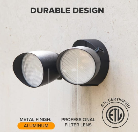 UME 2-Packs 6222B 2500 Lumen 32 Watt 28 LED Dual-Head Floodlight Black