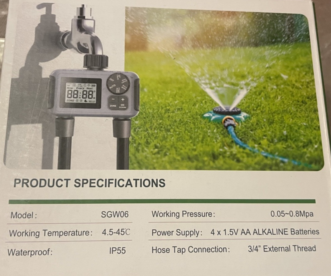 NEXPOW 2-Zone Water Timer - Outdoor Irrigation Controller with Automatic, Rain