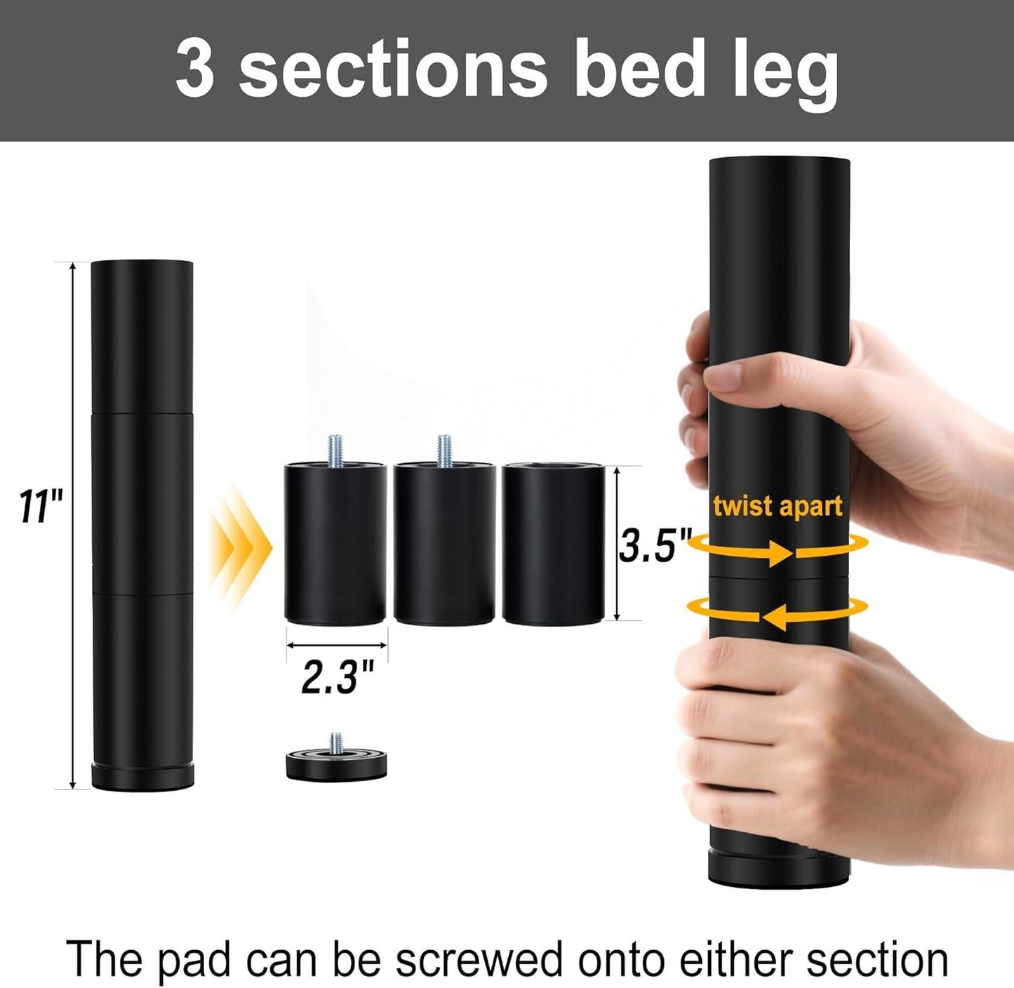 11 Inch Bed Legs for Adjustable Bed Base Frame,Screw in Furniture Replacement