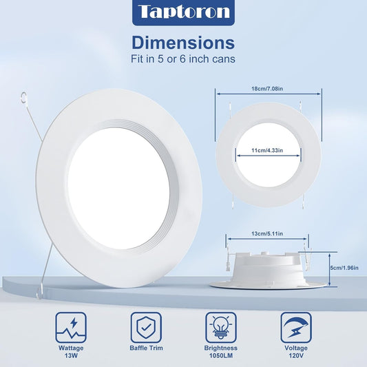 Recessed Lighting 5/6 Inch, 6Pack Color Changing LED Can Lights for Ceiling, 13W