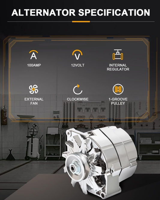 ROADFAR New Alternator High Output 100 AMP Chrome 1 Wire Replacement