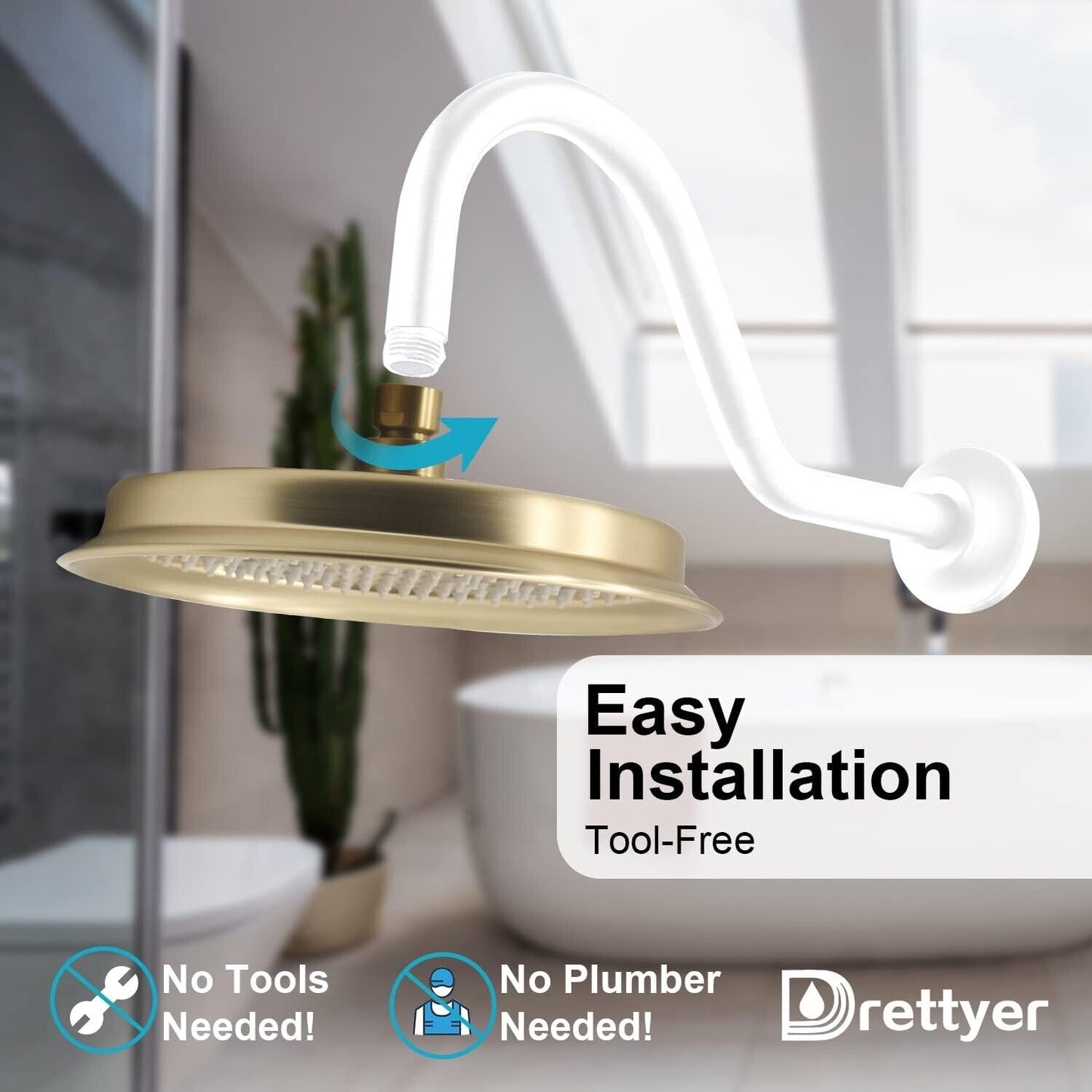 Single round Rain Shower Head, 9 Inches High-Pressure Rainfall Showerhead with