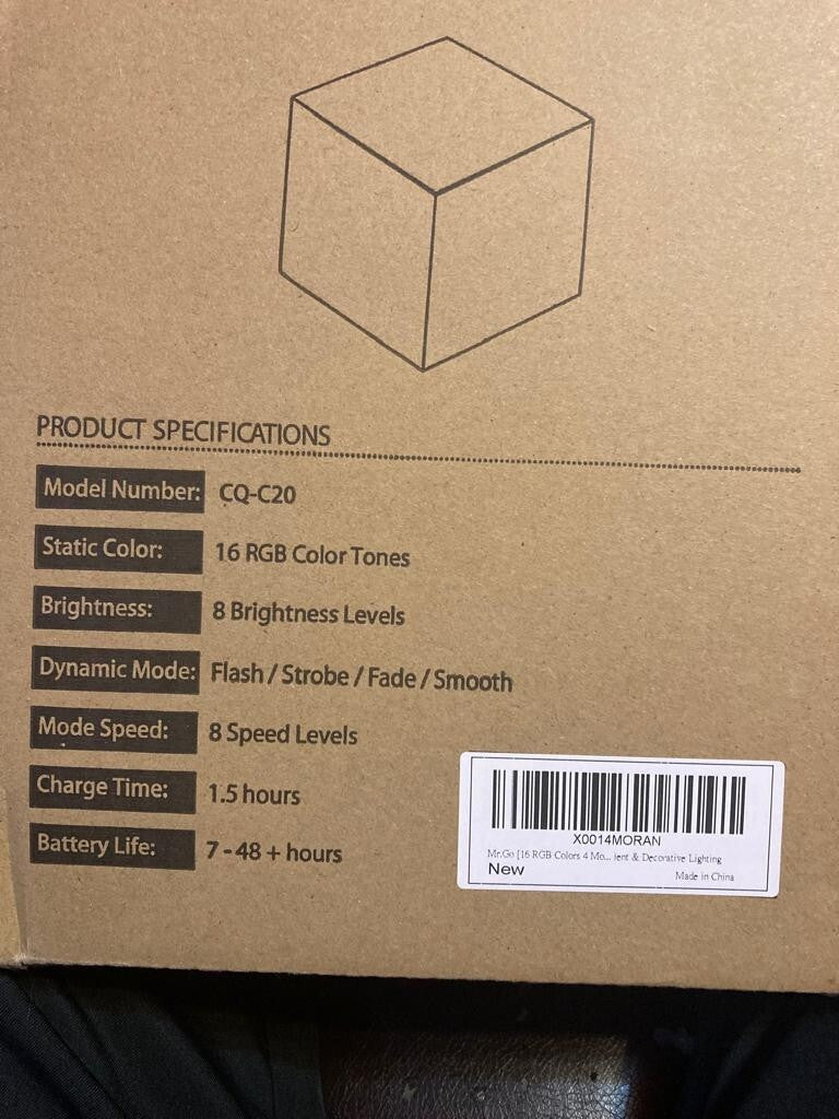 8" Rechargeable RGB LED Light Cube: Waterproof, 16 Colors, 4 Modes, Dimmable wit