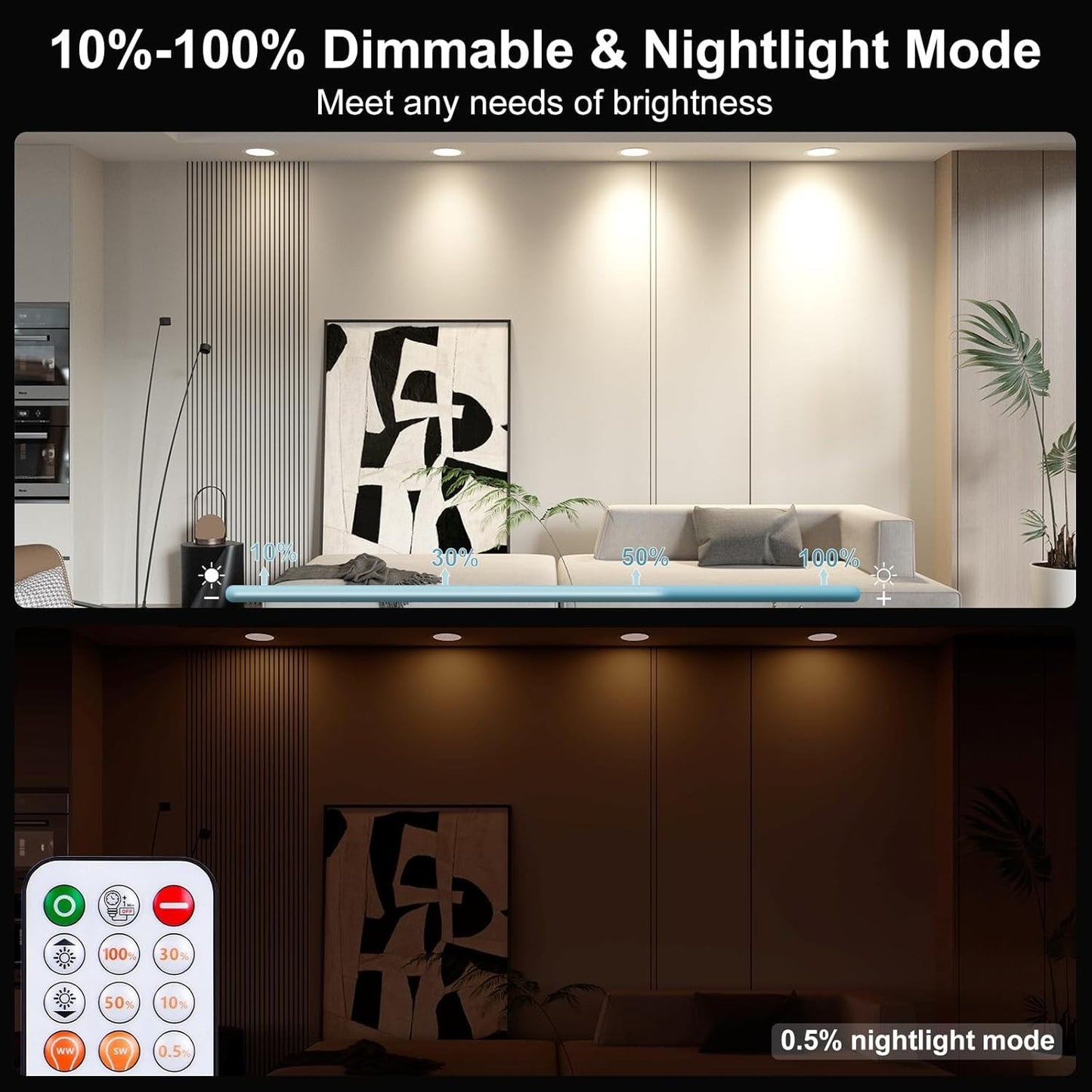 Recessed Lighting 5/6 Inch, 6Pack Color Changing LED Can Lights for Ceiling, 13W
