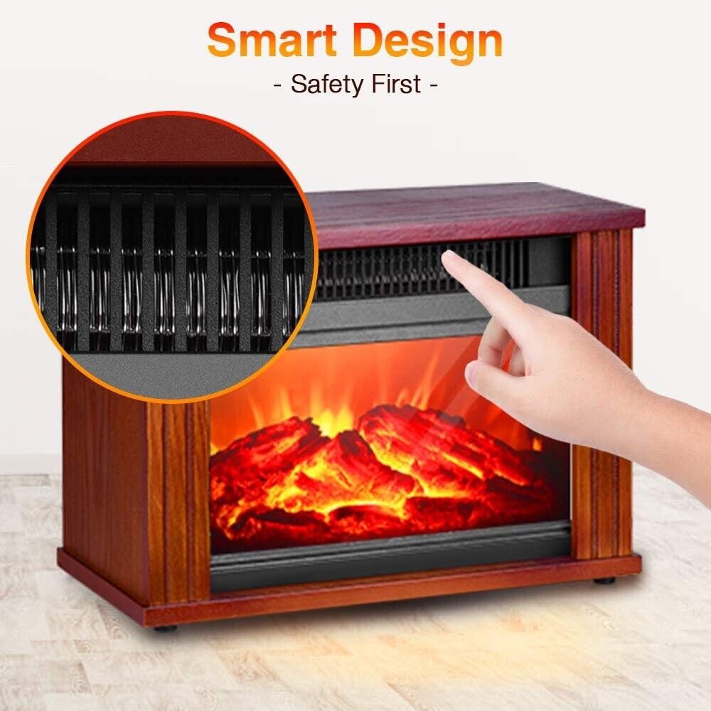 Electric Fireplace Heater, Infrared Fireplace Stove with 3D Flame Effect, Indoor