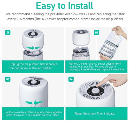 2 Pack Air Purifiers for Bedroom,H13 HEPA Filters,Fragrance Sponge 24Db P60