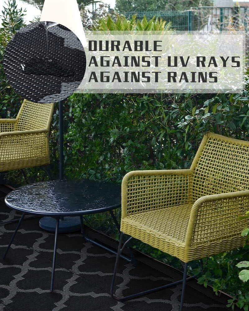 RVOLST Outdoor Rug Carpet Waterproof 6x9 ft-Patio Rug Reversible PACK OF TWO