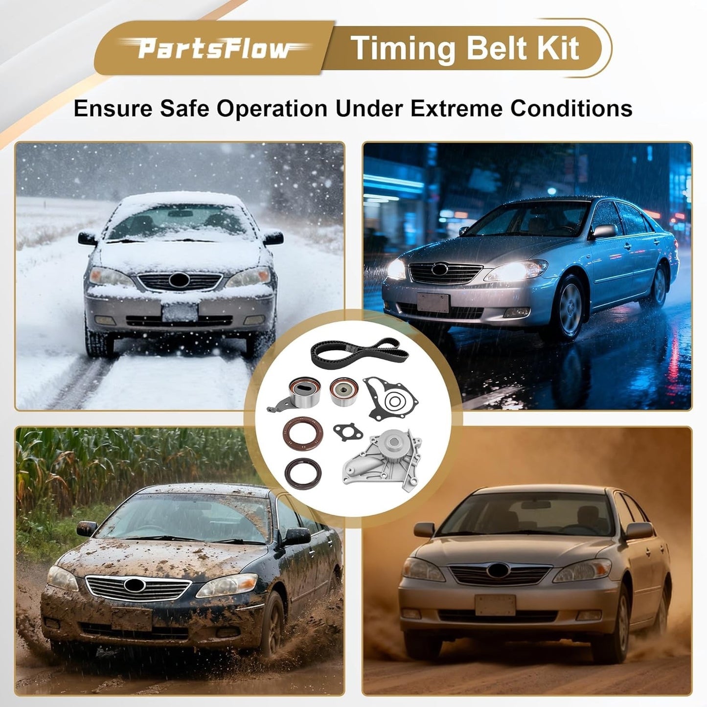 Partsflow Timing Belt Kit & Water Pump For 1986-1999 Toyota Celica for 1987-2001