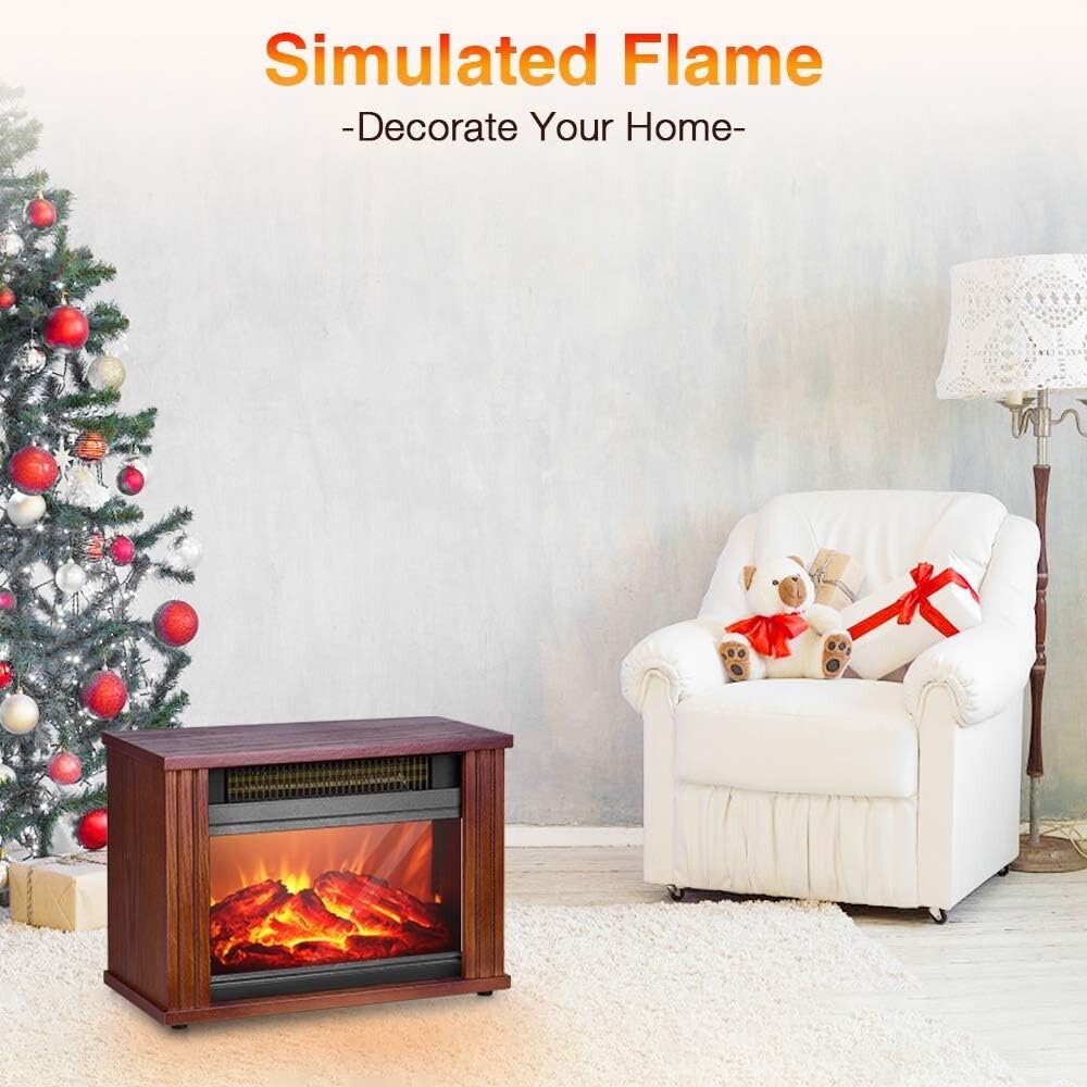 Electric Fireplace Heater, Infrared Fireplace Stove with 3D Flame Effect, Indoor