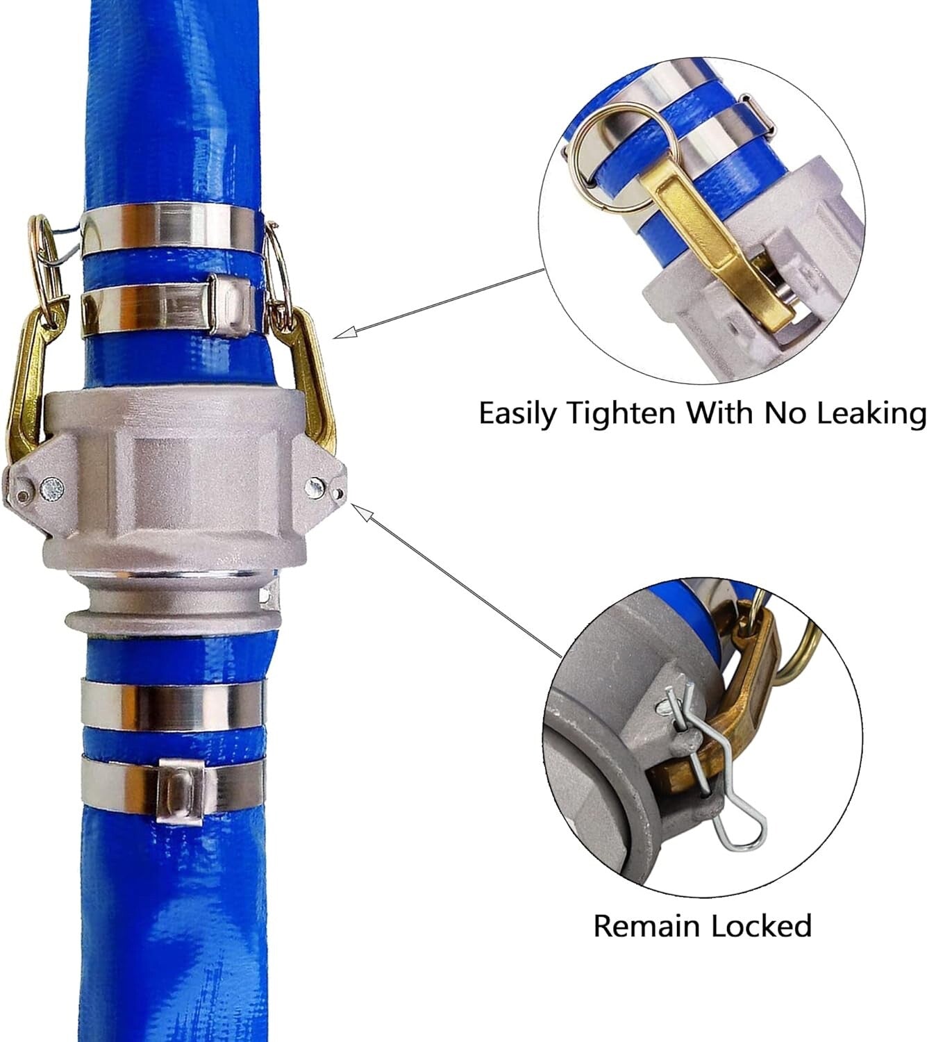 1.5" ID × 100 ft Pool Backwash Hose, Heavy Duty Reinforced Blue PVC Lay Flat ...