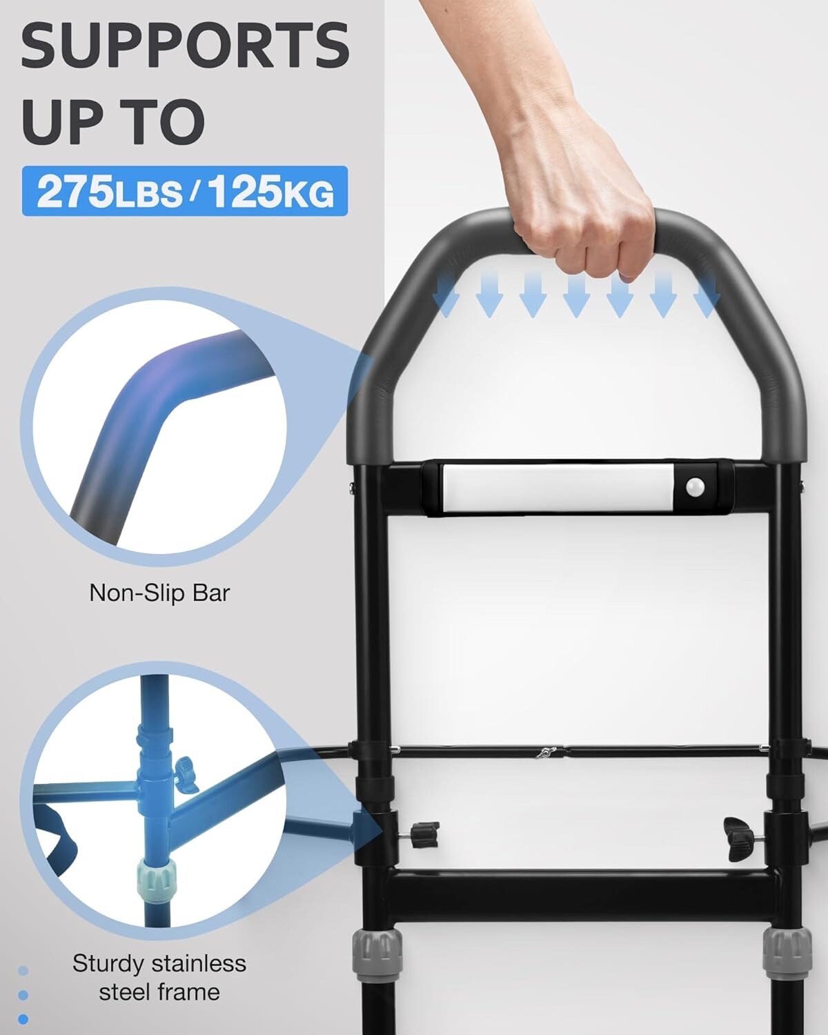 Bed Rail for Elderly, Safety Bed Rails with Motion Light & Storage Pocket, Bed R