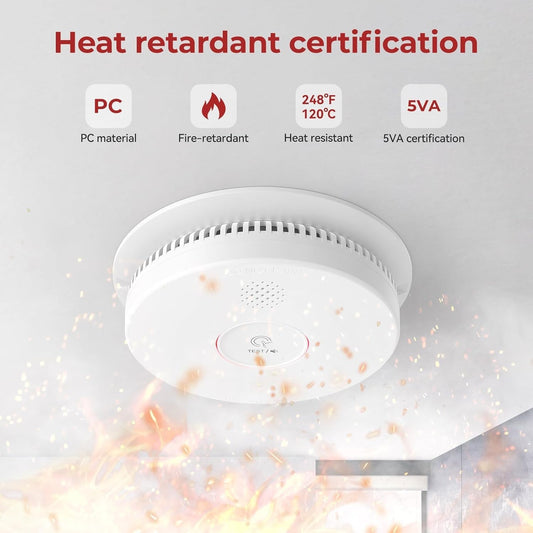 Hardwired Interconnected Smoke Detectors,Photoelectric Smoke Alarm with 9V Batte