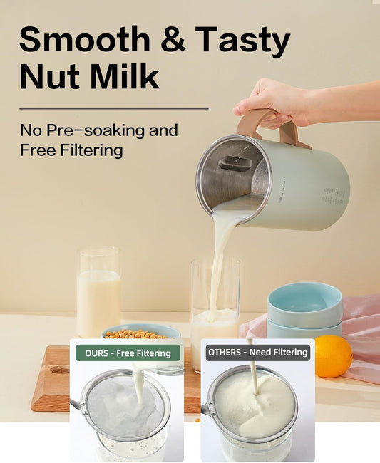 MOKKOM Automatic Nut Milk Maker, 20 oz Soy Milk Maker, Homemade Almond, Oat,