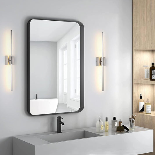 KUZZULL Modern Minimalist LED Bathroom Sconce, Brushed Nickel, 27.8" x 4.5.