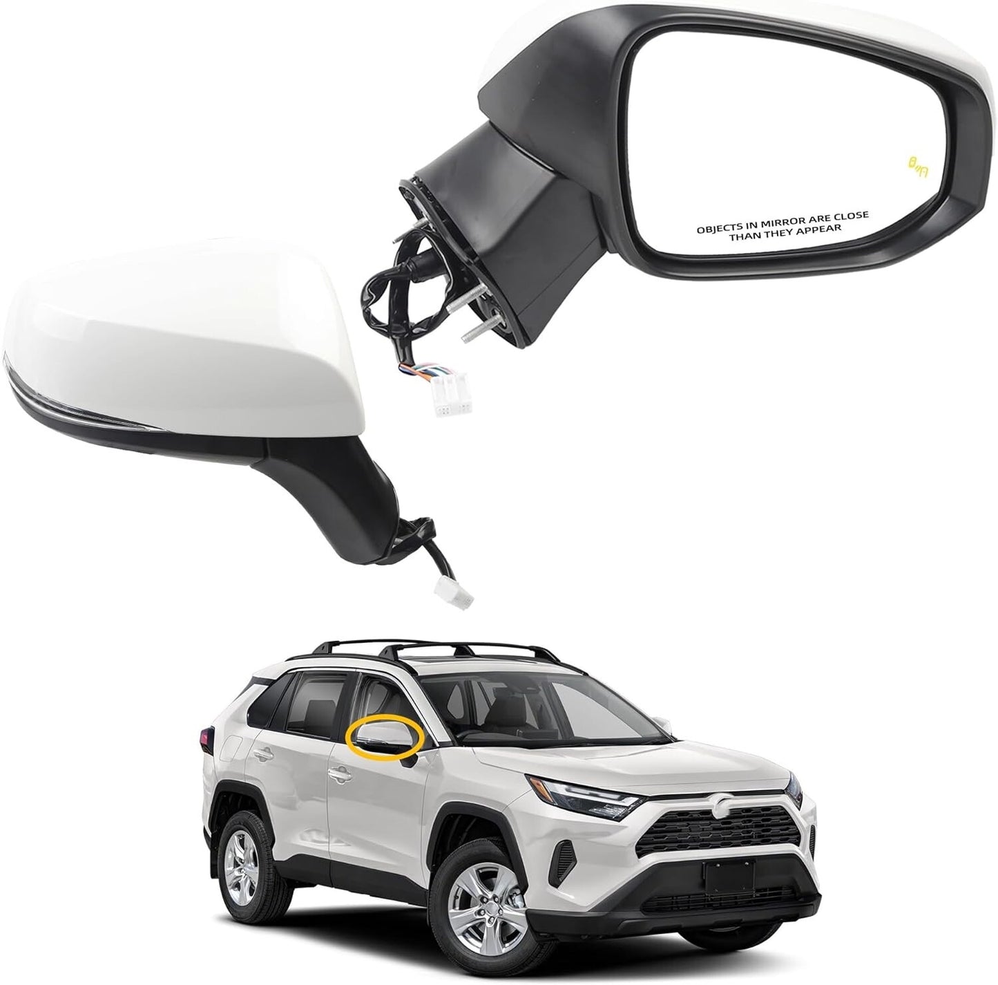 2019-2024 Toyota Rav4 Right Passenger Side Mirror Ice Cap White (8Pins)