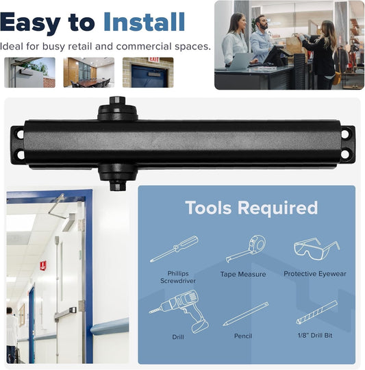 Commercial Door Closer – Black Heavy Duty Grade 1 Automatic Door Closer