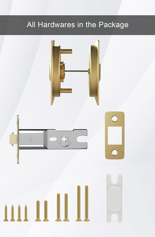 goldenwarm Gold Pocket Door Hardware, Brushed Gold Contemporary Privacy Squar...