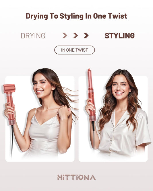 HITTIONA 5 in 1 High-Speed Hair Dryer Brush - Hot Air Styler & Hair Styler, Fast
