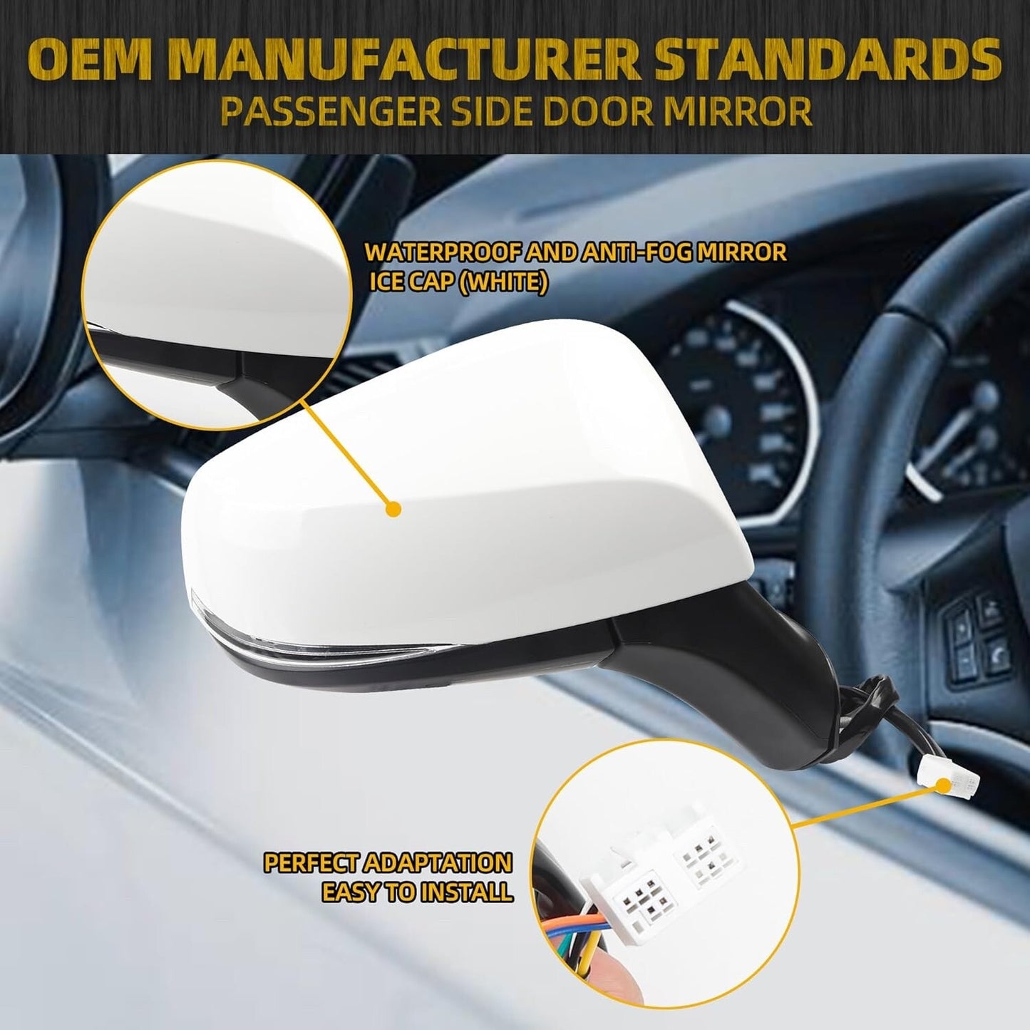 2019-2024 Toyota Rav4 Right Passenger Side Mirror Ice Cap White (8Pins)