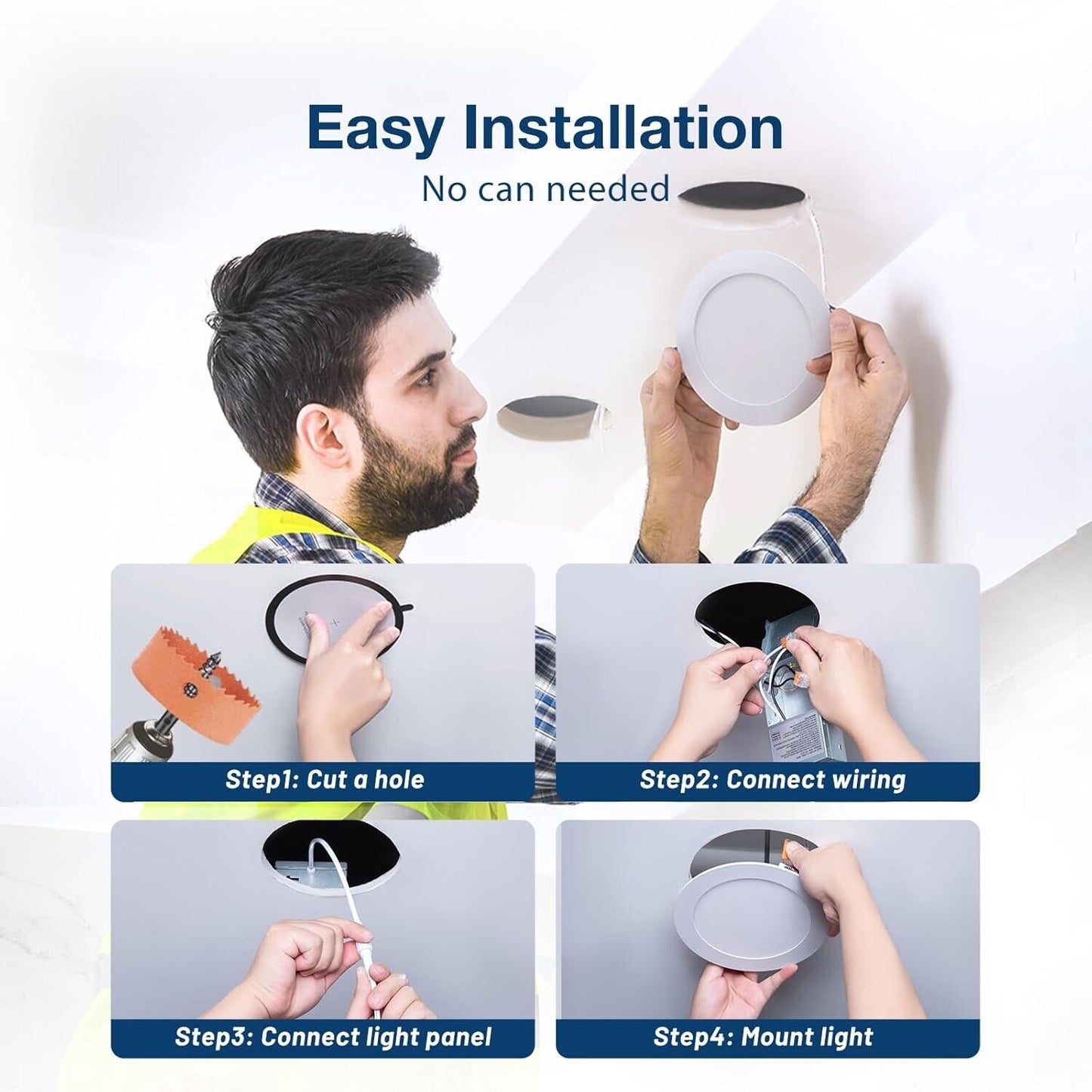 6 Pack 6 Inch 5CCT Ultra-Thin LED Recessed Ceiling Light with Junction Box, 2700