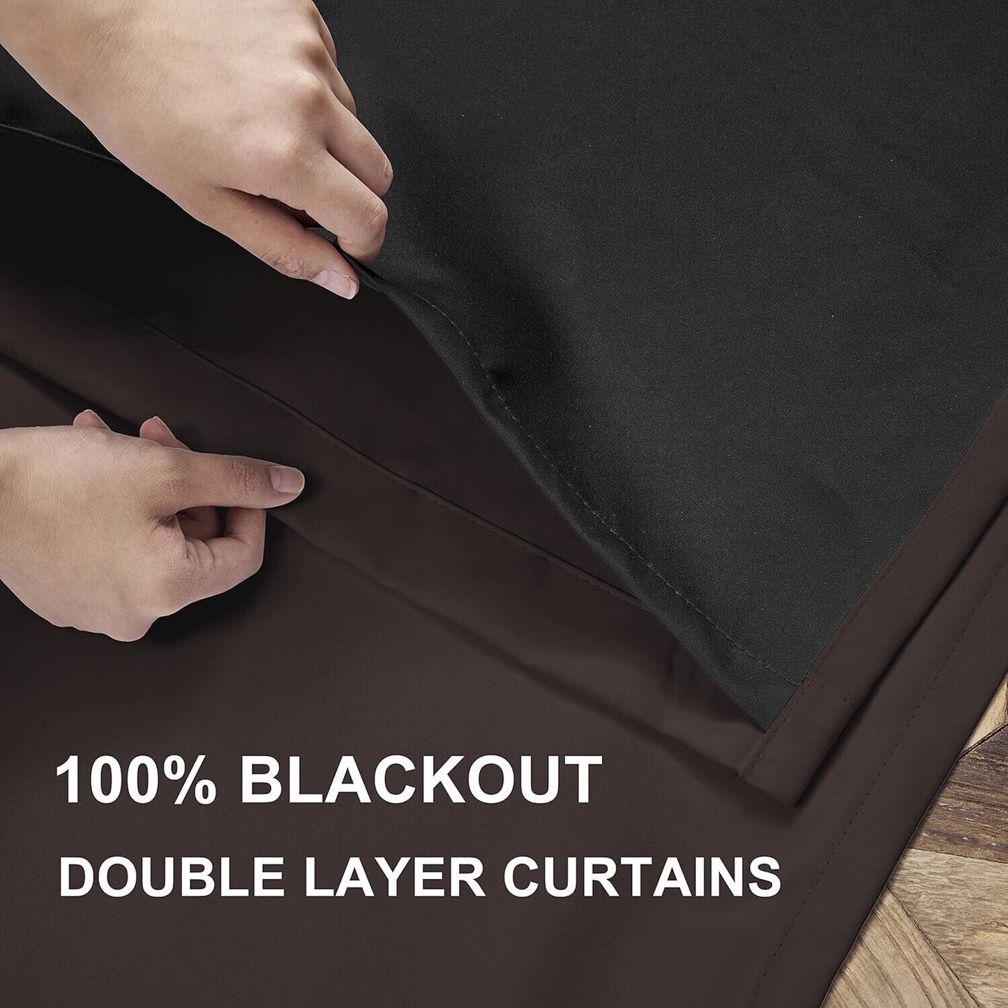 Rutterllow Two Layers Completely Blackout Curtains for Bedroom 52W x 72L Inch
