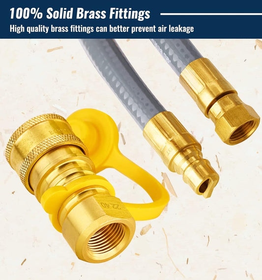 25 Feet 1/2 inch ID Natural Gas Grill Hose with Quick Connect Fittings, Natural