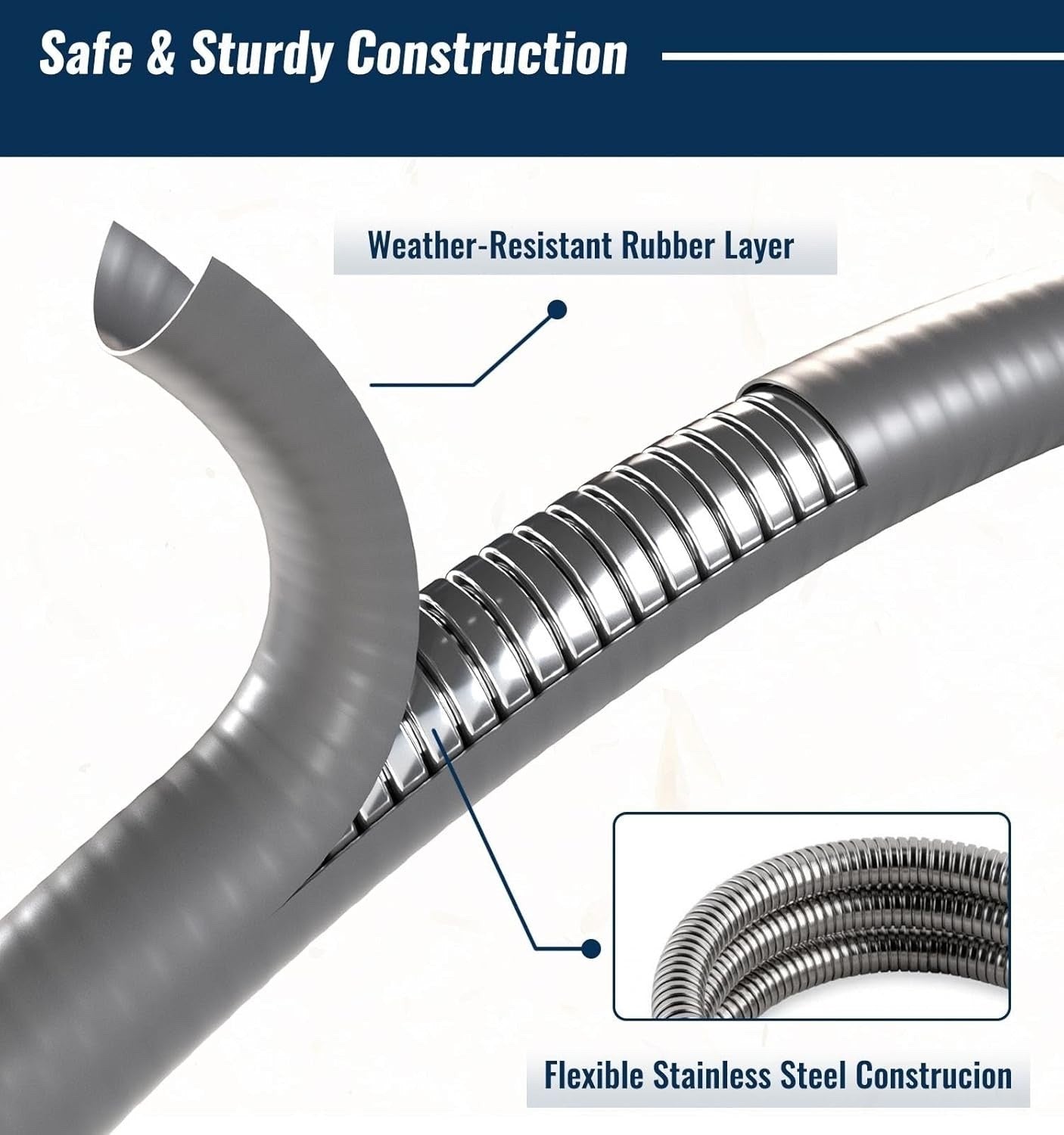 25 Feet 1/2 inch ID Natural Gas Grill Hose with Quick Connect Fittings, Natural