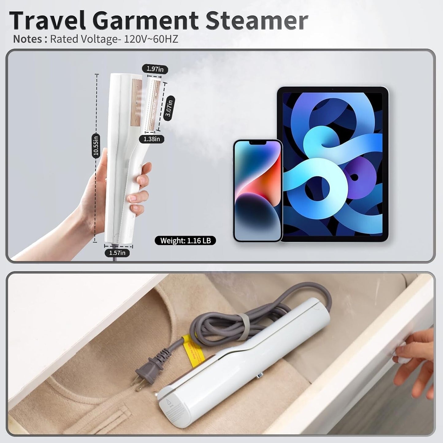 Steamer for Clothes - Travel Iron Steamer,Portable Mini Handheld Garment Steamer