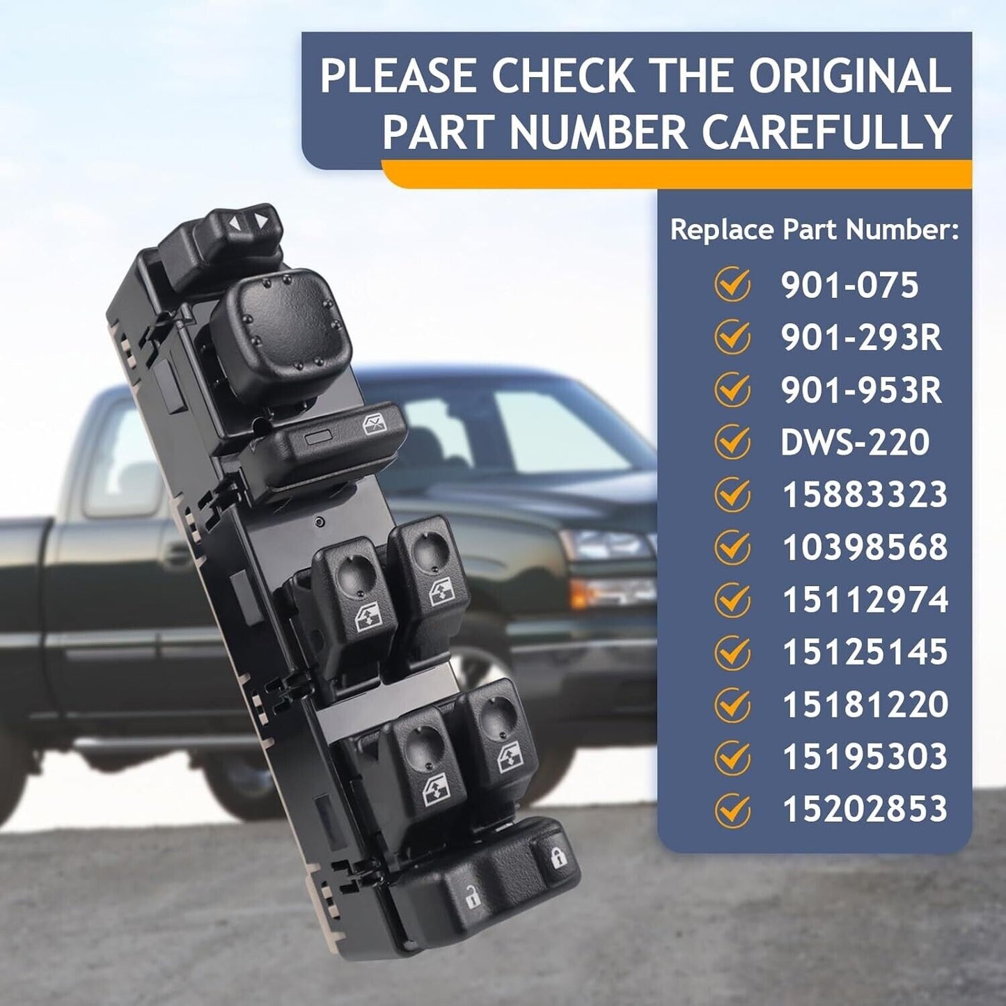 15883323 Master Power Window Switch & Door Lock Compatible with Chevrolet