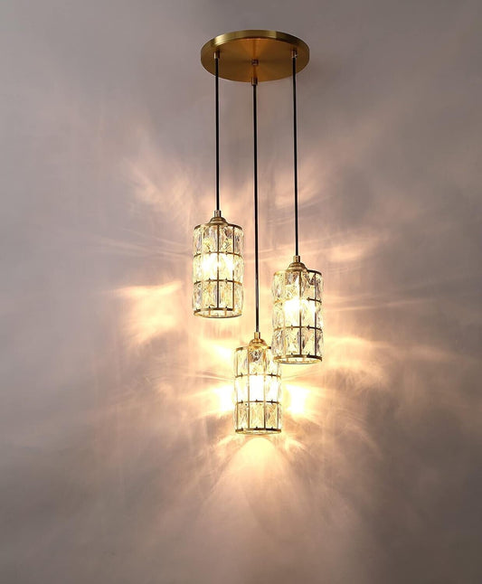 Doraimi Lighting 3 Light Crystal Ceiling Chandelier Light with Brushed Bronze