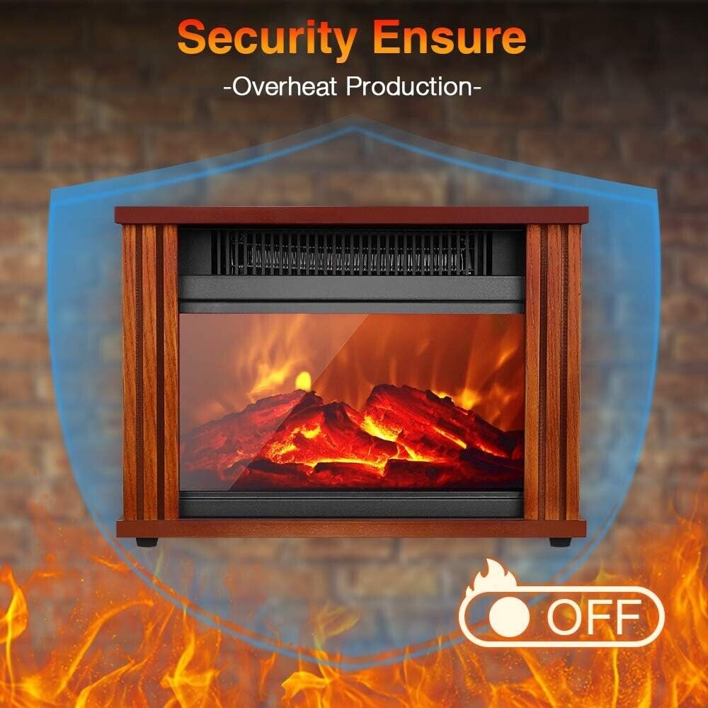 Electric Fireplace Heater, Infrared Fireplace Stove with 3D Flame Effect, Indoor