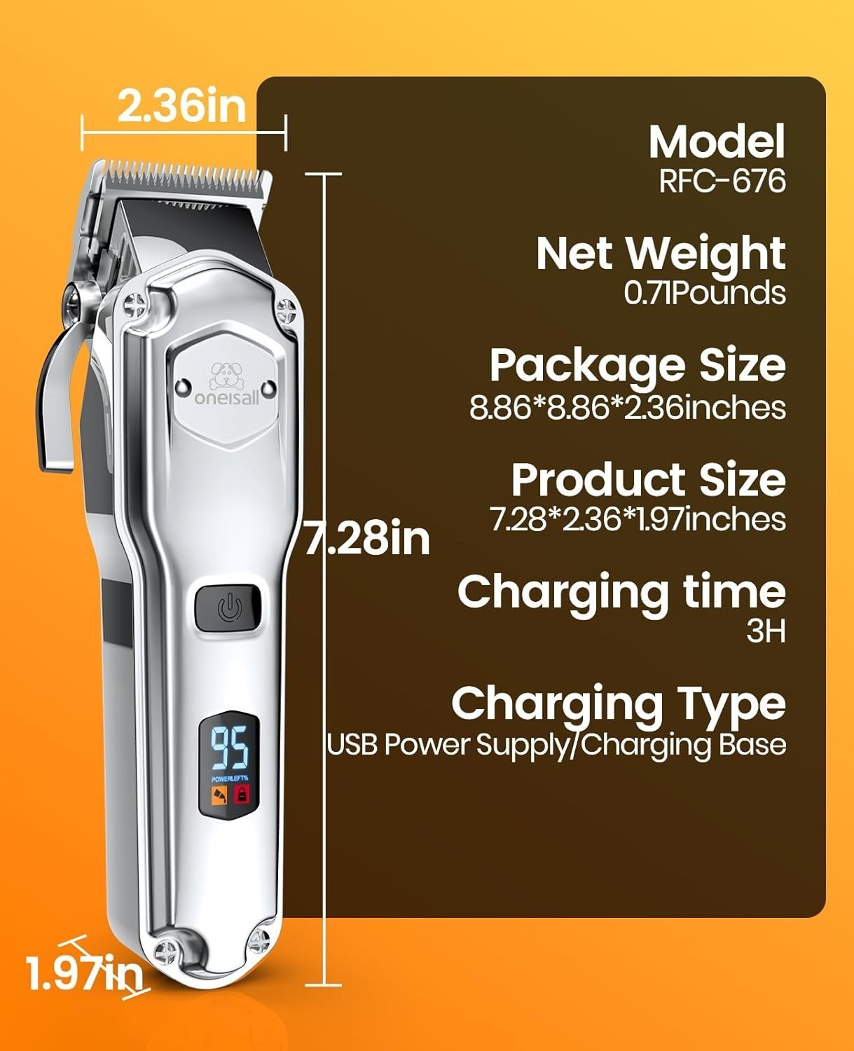 oneisall Dog Clippers for Grooming Thick Hair Professional,Cordless/Low Noise
