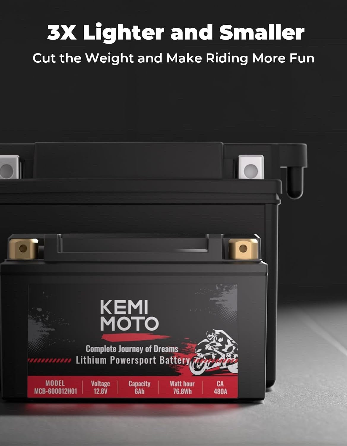 KEMIMOTO Lithium Motorcycle Battery YTX14-BS/YTX9-BS, LiFePO4 Lithium Battery