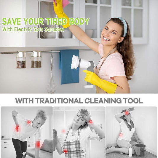 Electric Spin Scrubber 2024 New Electric Scrubber for Bathroom with 6 Replace