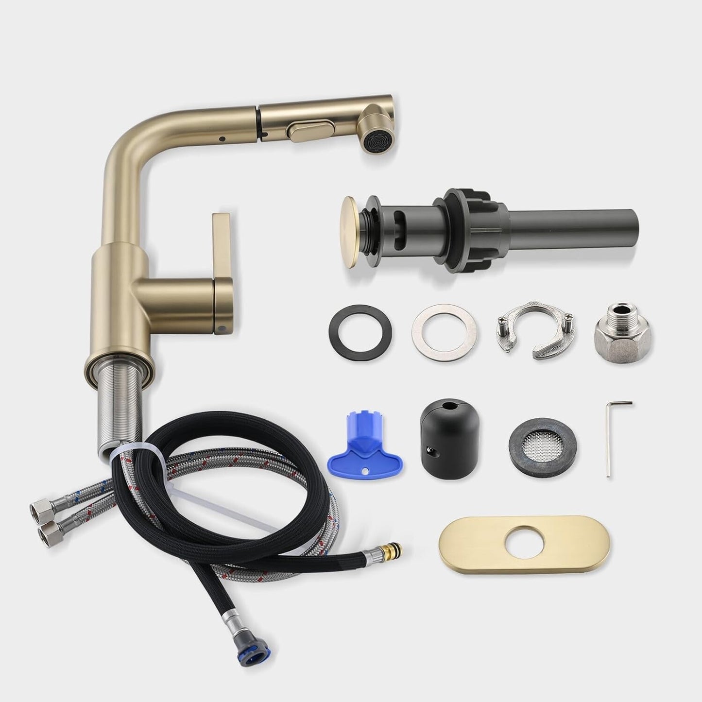 Bathroom Sink Faucet with Pull Out Sprayer Single Handle Modern Bathroom Basi...