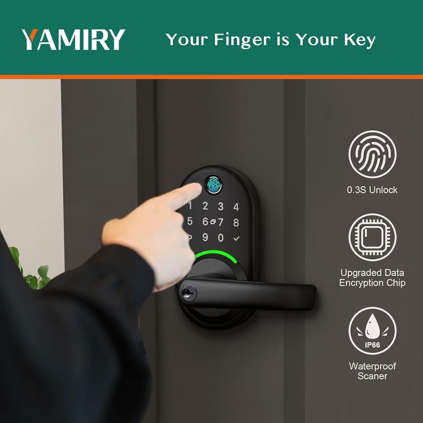 Smart Door Handle Lock with Keypad: Yamiry Fingerprint Smart Knob - Keyless Entr