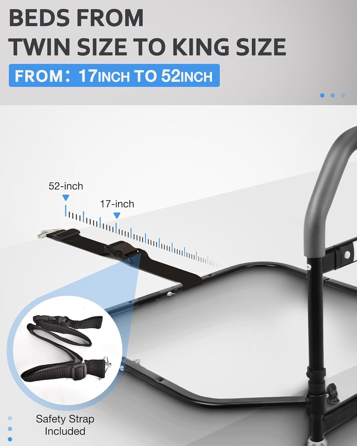 Bed Rail for Elderly, Safety Bed Rails with Motion Light & Storage Pocket, Bed R