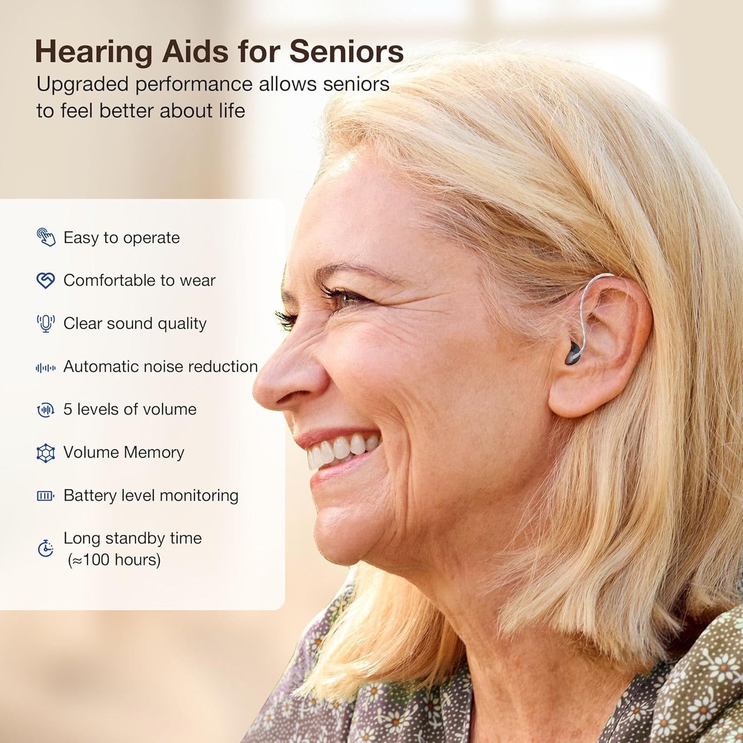Hearing Aids for Seniors Rechargeable with Noise Cancelling, Hearing Amplifier