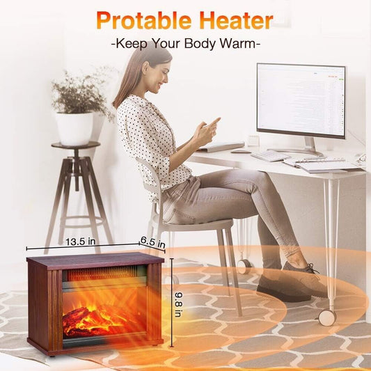 Electric Fireplace Heater, Infrared Fireplace Stove with 3D Flame Effect, Indoor