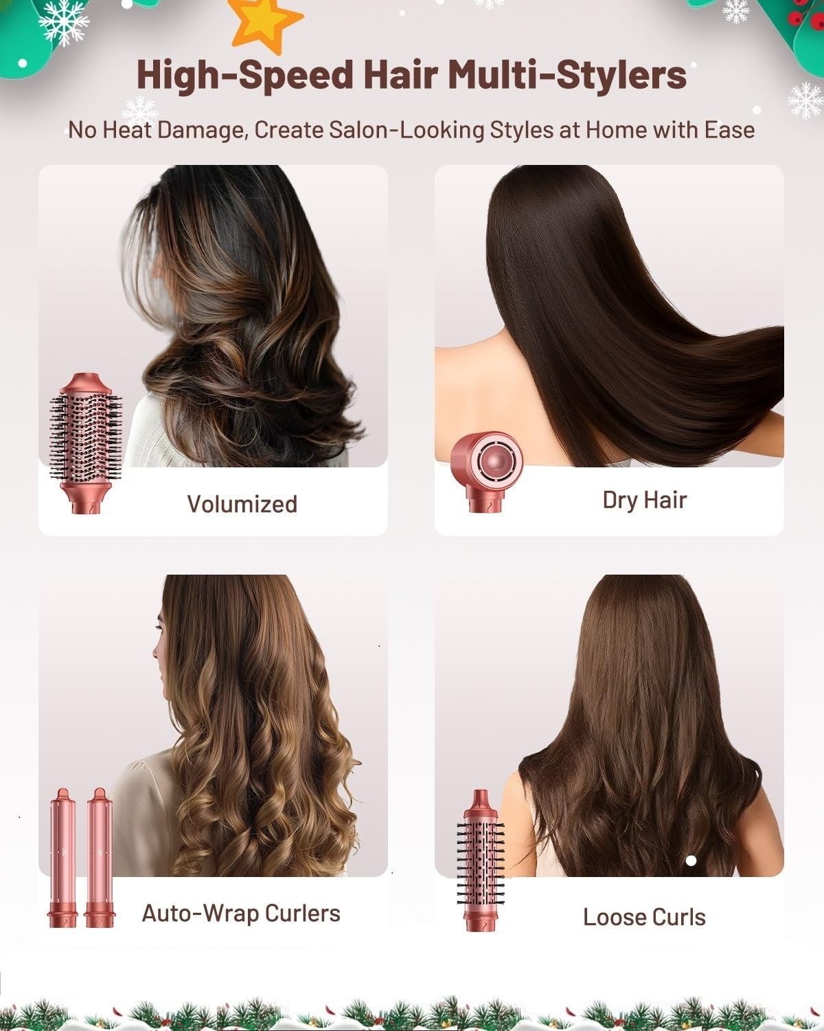 HITTIONA 5 in 1 High-Speed Hair Dryer Brush - Hot Air Styler & Hair Styler, Fast