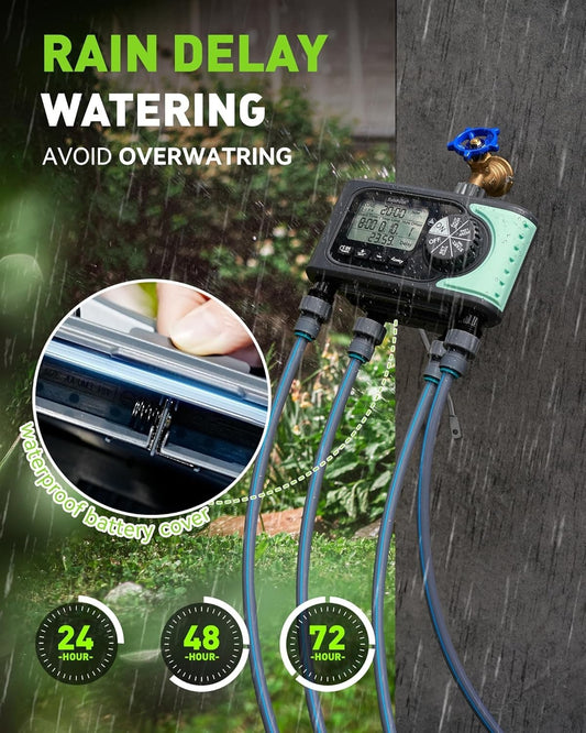 RAINPOINT Sprinkler Timer, 4 Outlets Hose Timers, 4 Zone Water Timer for...