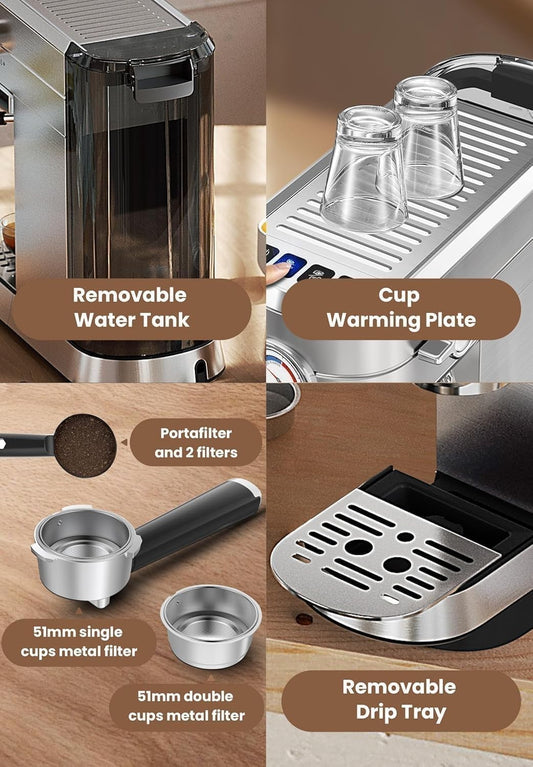 Gevi Espresso and Coffee Makers, Espresso Maker, Stainless Steel Commercial