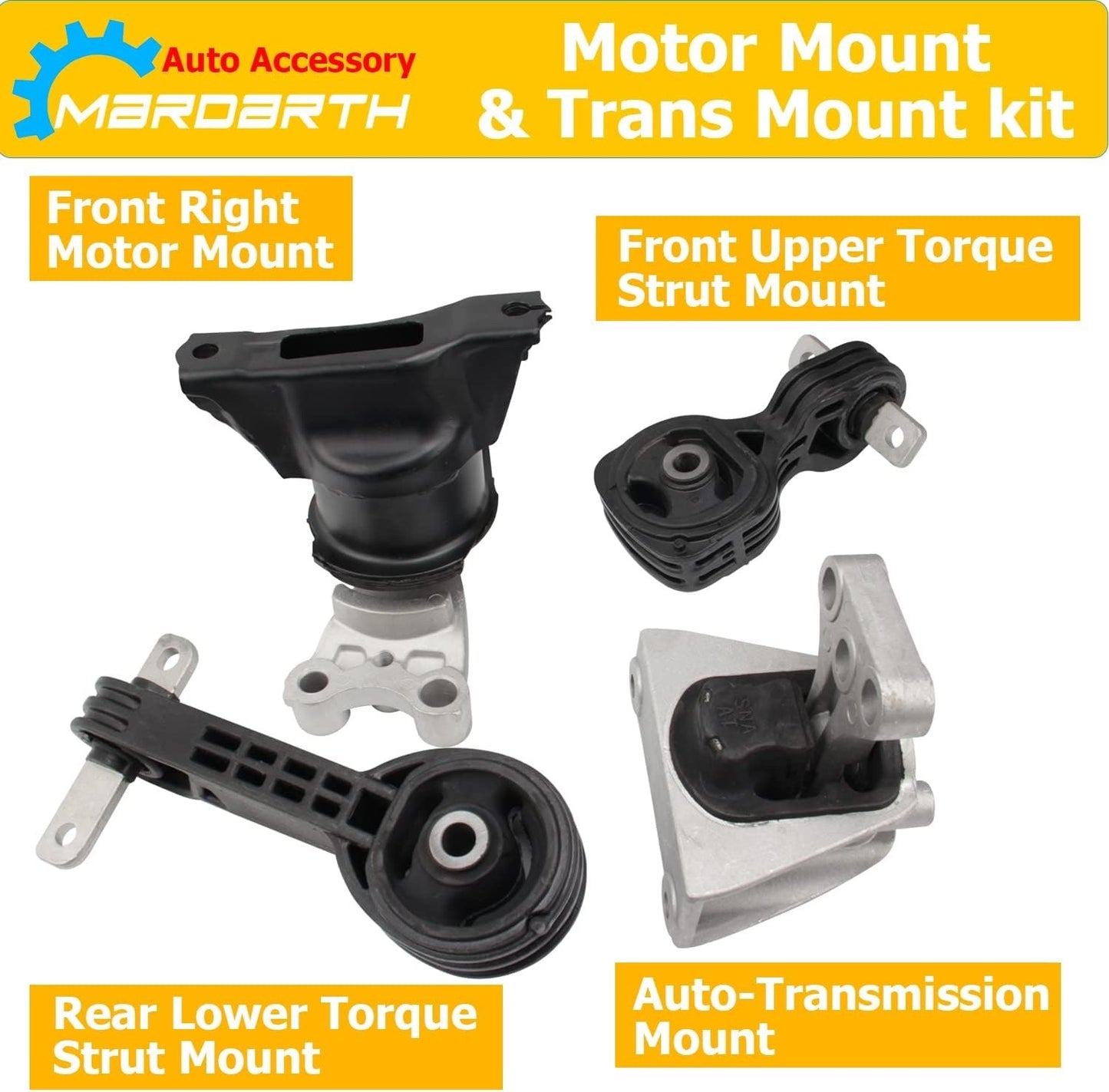 Set of 4 Engine Motor and Trans Mount Compatible with 2006-2011 Honda Civic 1.8L