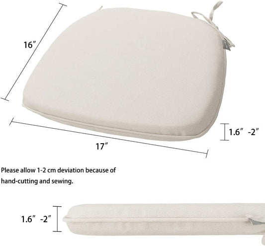 Outdoor/Indoor 17"x16"x2" Chair Cushions with Ties Waterproof Set of 4 Cream