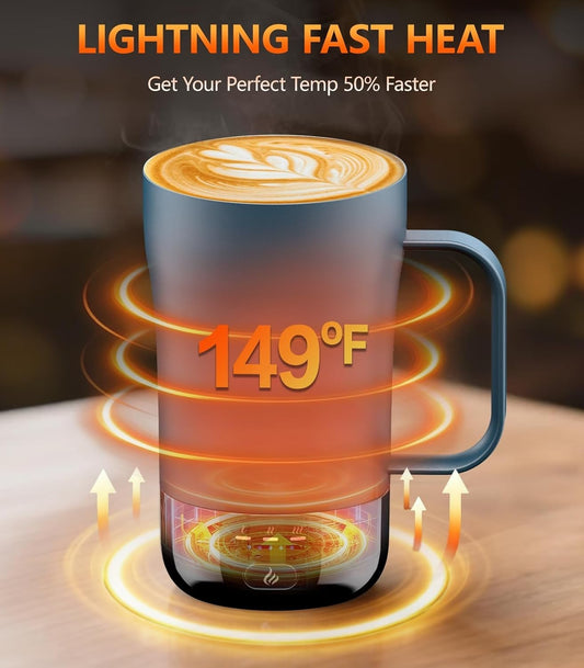 Self-Heating Coffee Mug, 14Oz Heated Coffee Mug - Rechargeable Temperature Contr